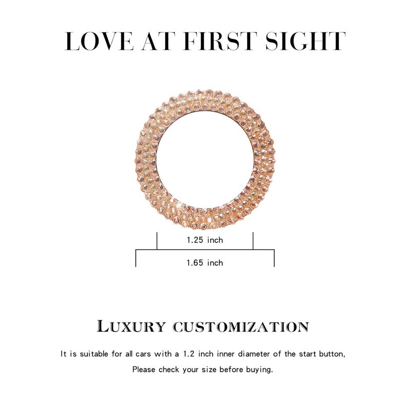 Murimt Bling Car Button Start Button Cover/Sticker for Wowen, Car Engine Start Stop Trim Ring, Shiny Crystal Rhinestone Key Ignition and Knob Ring (Rose Gold)… - Image 3